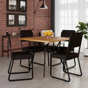 Imagem de Conjunto Mesa De Jantar Soho Quadrada Orgânica C/ 04 Cadeiras Next Est.preta - Acácia Mel E Preto Acácia Mel E Preto