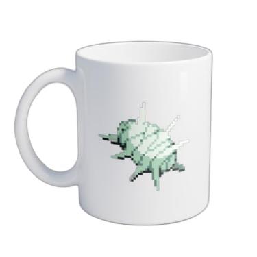 Imagem de Caneca Xícara de Café Porcelana 300ml Design Pixel Art Borboleta Cocoon