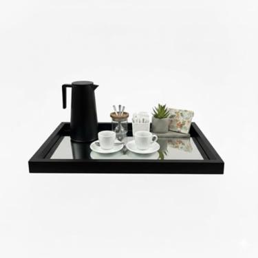 Imagem de Bandeja Espelhada Laqueada Cantinho Do Café 50x30 (PRETA)