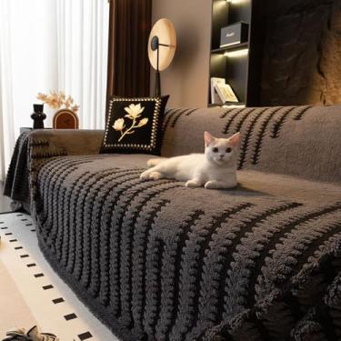 Imagem de WMLTZFUS Capa de sofá, capa de sofá, moderna, decorativa, lavável, antiderrapante, protetor de móveis para cães, animais de estimação, sala de estar, decoração de casa, cinza, 180 x 150 cm