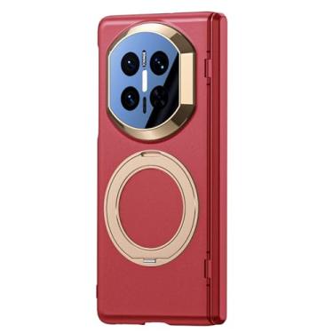 Imagem de HAOMRIYL Capa para Huawei Mate X7, suporte de suporte de anel oculto dobrável capa traseira magnética fina para câmera de PC à prova de choque, vermelha, Mate X7