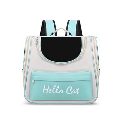 Imagem de Mochila/Bolsa de Transporte para Cães e Gatos Hello Cat, Poliéster Resistente com Ventilação em Tela, 50x30x28 cm, Alças Acolchoadas (Verde)