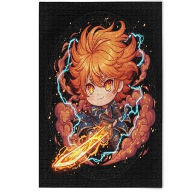 Imagem de Orange Cute Warrior Cartoon Adult Jigsaw Puzzles 1000 Pieces, White Elephant Nature Puzzles Adults Family Game Artwork, 1000 Pieces, 29.5" x 19.7"