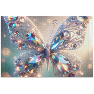 Imagem de Quebra-cabeça borboleta diamante 1000 quebra-cabeças para adultos família elefante branco presentes mordaça presente família brinquedo arte, 75 x 40 centímetros