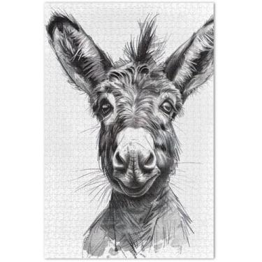 Imagem de Quebra-cabeça burro preto e branco, 500 peças para adultos, brinquedo de arte, família, quebra-cabeças, presentes, 51 x 35 cm