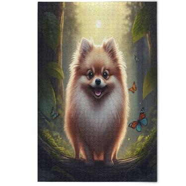 Imagem de Quebra-cabeça adulto 1000 peças de arte floral animal bonito desenho animado cachorro borboleta quebra-cabeças criativos presentes família elefante branco presentes, 1000 peças, 75 x 50 cm