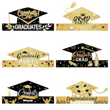 Imagem de Chapéu de Papel Graduação Decoração Festa Temporada Acessórios Foto Coroa Prop 6PCS Kit Artesanato DIY Scratch Fun Papelão Suprimentos Interativos para Estudantes Eventos em Salas Carnavais Festas Ani