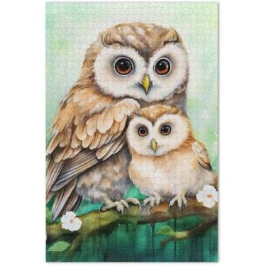 Imagem de Quebra-cabeça adulto com flores de coruja fofa, 500 peças, presentes para amantes de quebra-cabeças, pintura artística grande, 51 x 35 cm