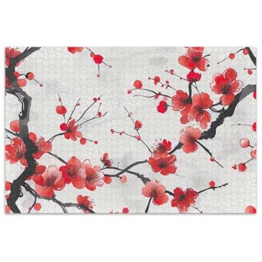 Imagem de Quebra-cabeça com flores de cerejeira vermelha para adultos, 500 peças, pintura, decoração, família, quebra-cabeças, amigos, família, jogos, presentes