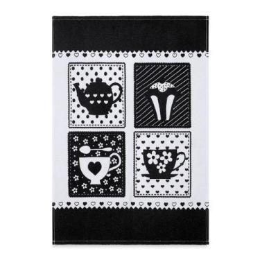 Imagem de Pano de Copa Kazzavip Estampado Cooking Black 50cmx65cm Branco - Buett
