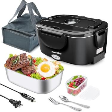 Imagem de Dosevita Aquecedor De Lancheira Elétrica 80W Aquecida Lancheira Para Homens 1,5L Aço Inoxidável Lancheira Elétrica Para Adultos 12/24V/110 Autoaquecimento Lancheira Para Carro Caminhão Trabalho, Lon