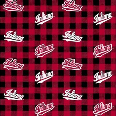 Imagem de Indiana University Hoosiers Buffalo Plaid Tecido 100% algodão oficialmente licenciado pela Sykel Enterprises – ¼ jarda pré-cortado