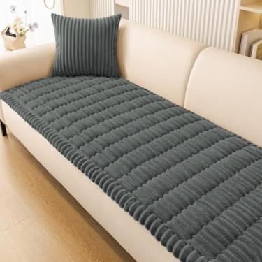 Imagem de Smiry Capa de sofá para cães lavável, antiderrapante e felpuda para sofá de 3 almofadas, compatível com animais de estimação, capa protetora de almofada grossa e macia (cinza escuro, 70 cm x 210 cm)