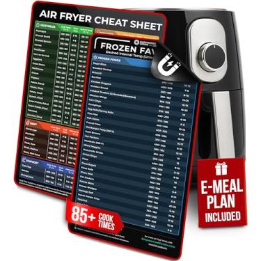 Imagem de Cathy Yoder's Conjunto de folhas de batota para fritadeira a ar, acessórios para fritadeira de ar, guia de cozimento de airfryer, ímã de tabela de horários de cozimento da airfryer, temperatura
