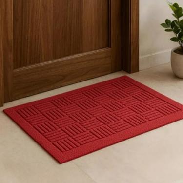 Imagem de Tapete Capacho Antiderrapante para Porta de Entrada - Tapete de Porta Externa e Interna - Capacho Emborrachado Pesado, Retém Sujeira, para Casa, Apartamento e Escritório - Edmix (Vermelho)