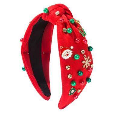 Imagem de Bandana de Natal com nós com pérolas e strass - taiyuanketanmaoyiyouxi