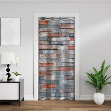 Imagem de Cortina de porta de parede com tábuas de madeira, para privacidade, tábua de madeira, texturizada, arte impressa, divisória para quarto, sala de estar, porta de armário 99 x 180 cm, 1 painel