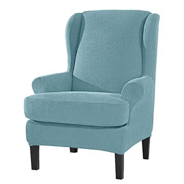 Imagem de 2 capas de cadeira para poltrona de sala de estar, capa de sofá, capa de sofá com capas de almofada individuais, capa de móveis para cadeiras, azul claro