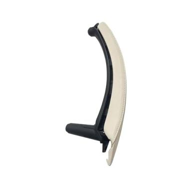 Imagem de Maçaneta interna esquerda e direita da porta do passageiro com conjunto de capa de couro compatível com BMW X5 X6 E70 E71 E72 2007-2014(Left Creamy)