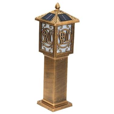 Imagem de CMOLVUR Luz de pilar de LED solar ao ar livre, lâmpada de poste de iluminação de paisagem de jardim murada, cabeça de parede de pátio de vila, lanterna de estigma à prova d'água IP55, para luminária