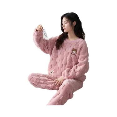 Imagem de Conjunto De Pijamas De Algodão Com Estampa De Urso Para Mulheres, Esti