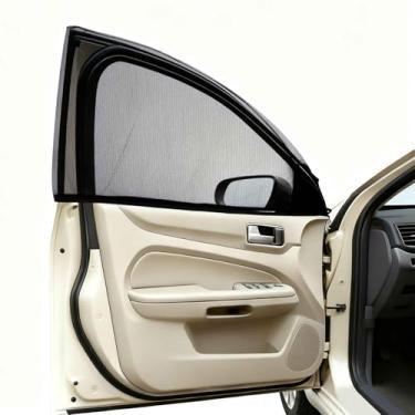 Imagem de HARFINGTON 2 peças de telas de janela de carro 99.8 cm x 56.9 cm malha respirável janela lateral do carro persianas de sol elástico auto proteção de privacidade para acampamento automático