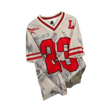 Imagem de Camiseta Masculina De Verão Com Decote Em V Casual Esportiva Respiráve