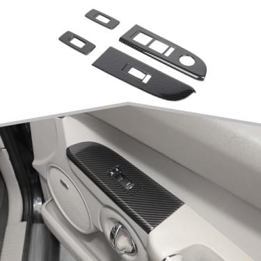 Imagem de JeCar Kit de acabamento de tampa de botão de elevação de janela, acessórios internos compatíveis com Jeep Grand Cherokee e Grand Commander 2006-2010, textura de fibra de carbono