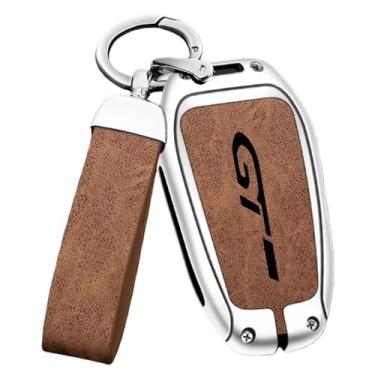 Imagem de Capa de couro para chave de carro compatível com peugeot GT-GTline 308 3008 2008 4008 5008, acessórios automotivos de couro de alta qualidade(Orange)