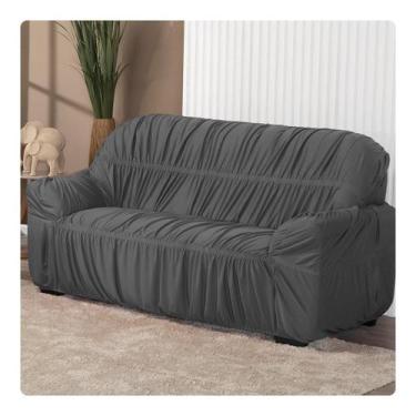 Imagem de Capa De Sofá Elasticada Malha 3 Lugares Avulsa Chumbo- Shop Casa Nobre