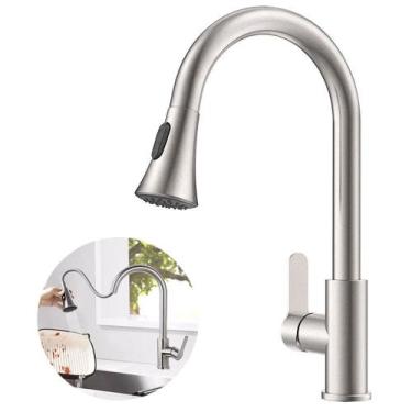 Imagem de Torneira Gourmet Monocomando Com Extensor Ducha Luxo Inox Cozinha Lava
