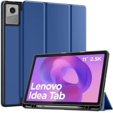Imagem de MoKo Capa para Lenovo Idea Tab 11 2025 com suporte para caneta, capa ultrafina inteligente com três dobras com hibernar/despertar automático, proteção fina de couro PU para Lenovo Idea Tab/Xiaoxin Pad
