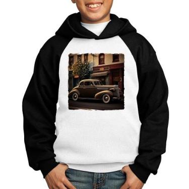 Imagem de Moletom Infantil Carro antigo na cidade - Foca na Moda, Branco, Preto,