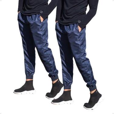 Imagem de KIT 2 Calças Jogger Masculina Skinny Tecido Tactel 416 - BEN20, M, Azu