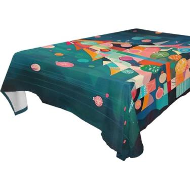 Imagem de Blueangle Toalha de mesa colorida para árvore de Natal – Toalha de mesa retangular de poliéster impermeável e resistente a manchas para ambientes internos e externos, 152 x 274 cm (272)