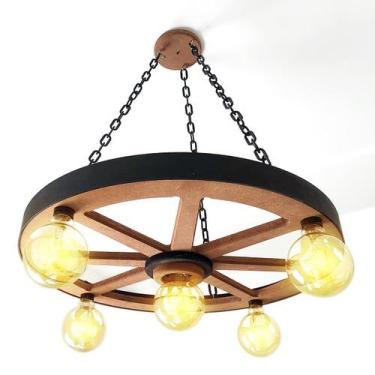 Imagem de Luminária Roda De Carroça 5 Bocal 65 Cm Diâmetro 110/220 V - Eco.Start