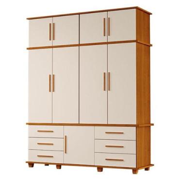 Imagem de Guarda Roupa Casal Londres 4 portas Freijó Off White  Luapa Móveis