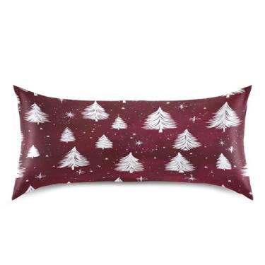 Imagem de Blueangle Fronha de cetim de árvore de Natal para cabelo e pele, fronha de seda, tamanho king (50,8 x 101,6 cm) - Capas de almofada de cetim com fecho de envelope (156)