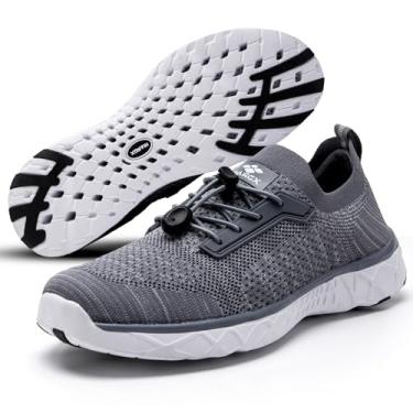 Imagem de AQUA STEPS Sapatos aquáticos esportivos masculinos para praia, piscina, esportes aquáticos e atividades aquáticas ao ar livre, Cinza escuro/misto, 45