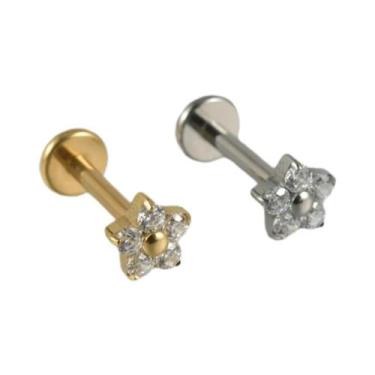 Imagem de Brinco De Titânio Zircon Com Base Plana Para Lóbulo, Helix E Tragus, C
