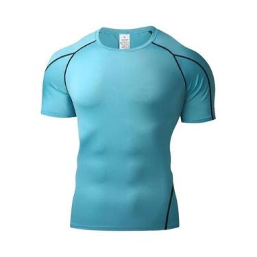 Imagem de Camiseta De Corrida Masculina De Verão, Elástica, Para Academia, Fitne