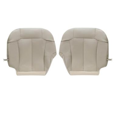 Imagem de SecosAutoparts Capa de assento de couro frontal inferior do lado do motorista e do passageiro bronzeado claro # 522 ou 922 compatível com Chevy Silverado Tahoe Avalanche Suburban 1999 2000 2001 2002