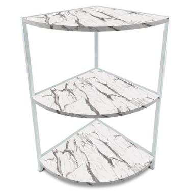 Imagem de Estante De Canto Tripla Colby 3 Prateleiras Madeira e Aço - Geral, Bra