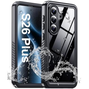 Imagem de xiwxi Capa projetada para Samsung Galaxy S26 Plus à prova d'água, à prova de choque militar com tela integrada e protetor de lente, proteção subaquática IP68 para S26 Plus de 6,7 polegadas, preta