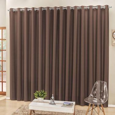 Imagem de Cortina 4M Escritório Semiblackout Trilho Comum Tabaco