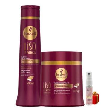 Imagem de Kit Haskell Liso com Força Shampoo 500ML + 1 Mascara 500ML + Presente 