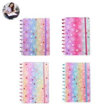 Imagem de Caderno Inteligente B5 com Discos Removíveis 80 Folhas Capa Dura Reutilizável (ARCO IRIS DIAGONAL ROSA)