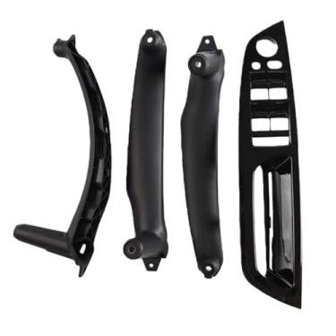 Imagem de Maçaneta interna da porta do carro, compatível com bmw x5, x5, e70, e71, e72, fibra de carbono, lhd, rhd, painel interno, capa de guarnição, 7 opções de cores(Piano Black RHD)