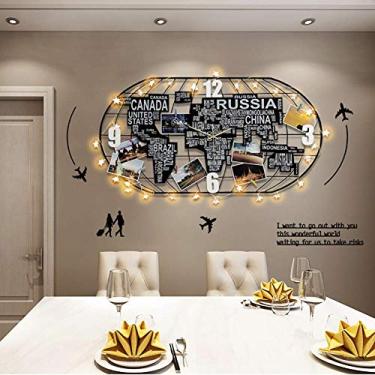 Imagem de Relógios de parede silenciosos atualizados, grande mapa do mundo, decoração 3D, decoração de casa, presente, escritório, preto