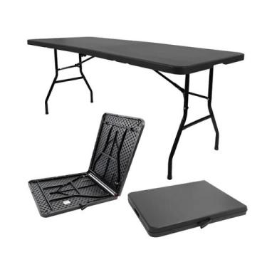 Imagem de Mesa Dobrável Vira Maleta C/ Alça Portátil 1,80m Preta Gorillaz